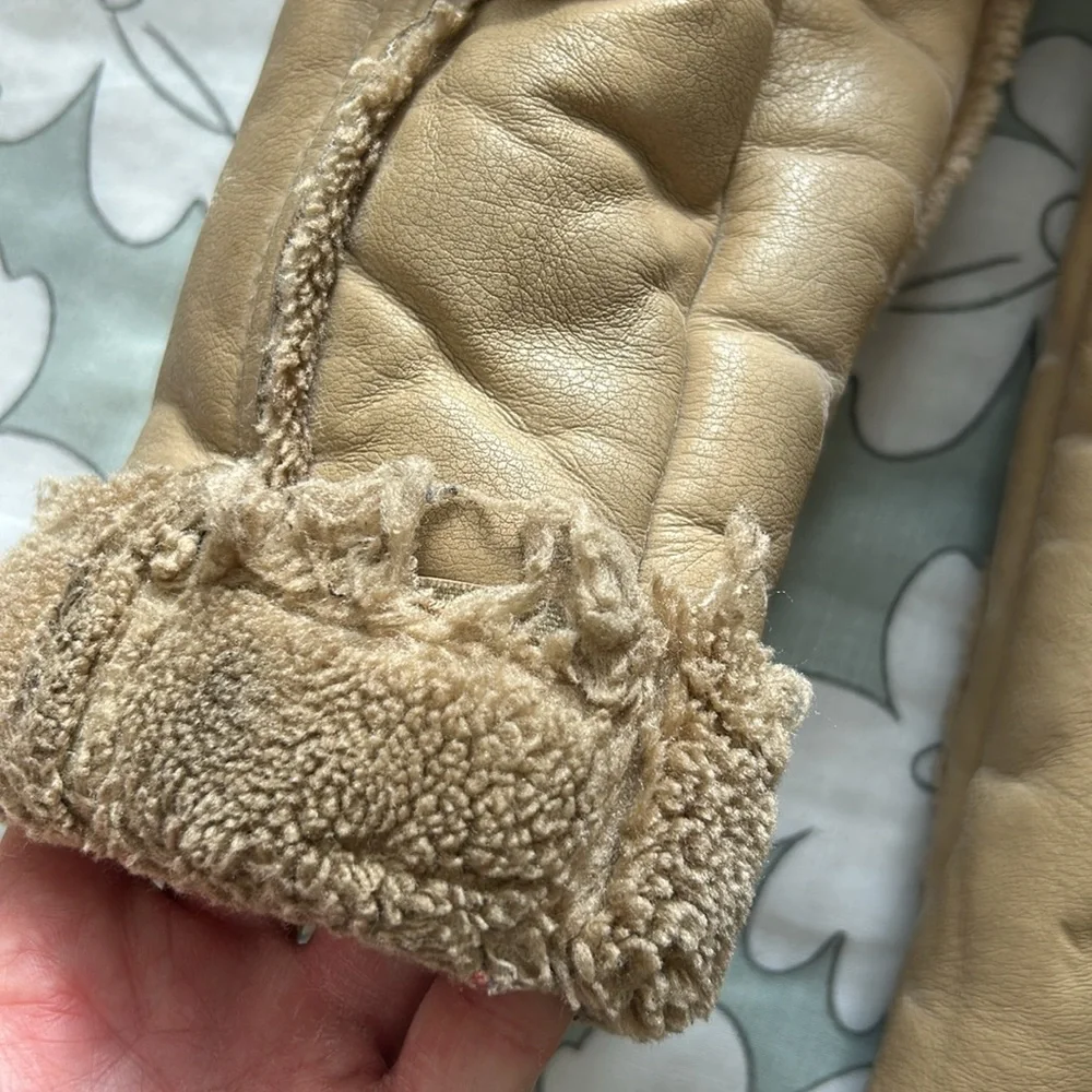 RARE‎ Jordan Craig Joe Faux Leather Shearling Coat Faux Fur in Latte Kids 7
